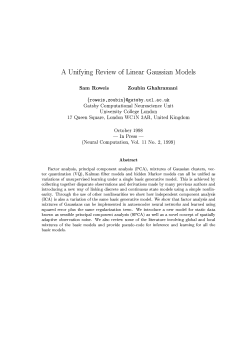 A Unifying Review of Linear Gaussian Models Sam Roweis Zoubin