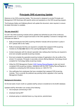 OHS eLearning Schedule