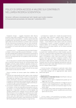1 PoLICy dI oPen ACCeSS A vALeRe SuI