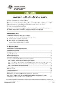 Issuance of certification for plant exports