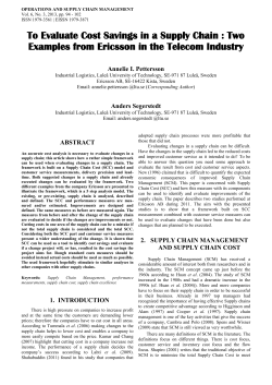 To Evaluate Cost Savings in a Supply Chain : Two Examples from