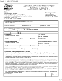 General Insurance Agent Certificate of Authority Application Form