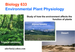 Ecology 1 Physiological Ecology of Plants