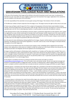 GRAVESHAM POOL LEAGUE RULES AND REGULATIONS