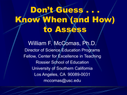 Assessment of Student Learning - USC Center for Excellence in
