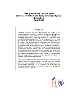 Family and Child Outcomes for Early Intervention and Early