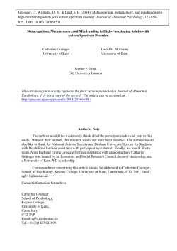 Metacognition, Metamemory, and Mindreading in High