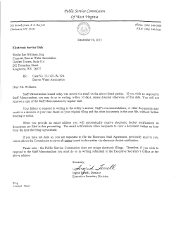 Electronic Service Only Sheila Kae Williams, Esq. Counsel, Deliver