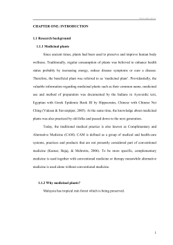 INTRODUCTION 1.1 Research background 1.1.1 Medicinal plants