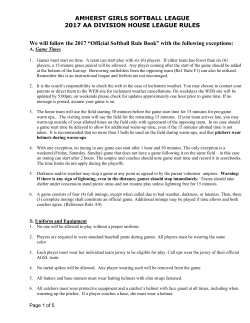 AMHERST GIRLS SOFTBALL LEAGUE 2017 AA DIVISION HOUSE