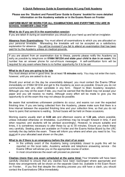 A Quick Reference Guide to Examinations At Long Field Academy