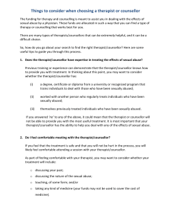 Things to consider when choosing a therapist or counsellor