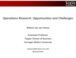 Operations Research: Opportunities and