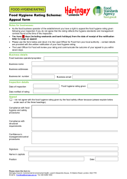Food Hygiene Rating Scheme: Appeal form