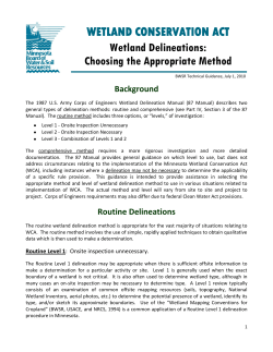 WETLAND CONSERVATION ACT Wetland Delineations: Choosing