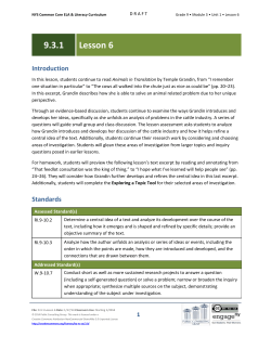 Grade 9 ELA Module 3, Unit 1, Lesson 6