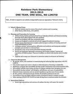one team, one goal, no limits! - Rainbow Park Elementary School