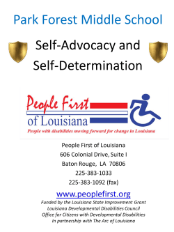 Self-advocacy and Self-determination An Interactive