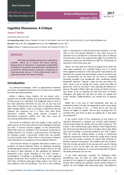 Cognitive Dissonance: A Critique