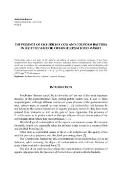 the presence of escherichia coli and coliform bacteria in selected