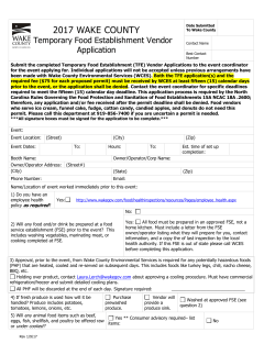 Temporary Food Establishment Vendor Application