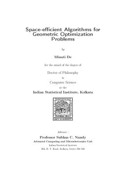 Space-efficient Algorithms for Geometric Optimization Problems