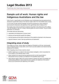 Sample unit of work - Human rights and Indigenous