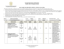 Georgia Department of Education Teacher Keys Evaluation System