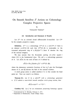 On Smooth Semifree Sl Actions on Cohomology Complex Project