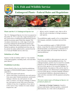 US Fish and Wildlife Service Endangered Plants
