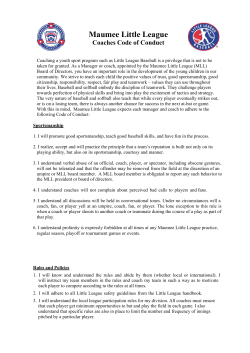 Laurel Little League Coaches Code of Conduct