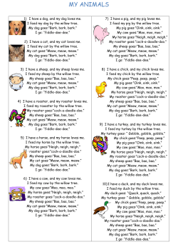 MY ANIMALS 1) I have a dog, and my dog loves me. I feed my dog