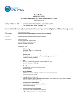Ocean Exchange Schedule of Events All Events at Savannah Int`l