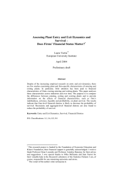 Assessing Plant Entry and Exit Dynamics and Survival &ndash; Does Firms