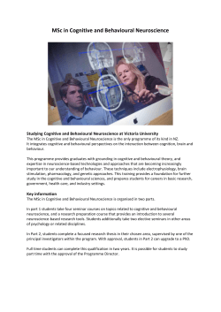 MSc in Cognitive and Behavioural Neuroscience