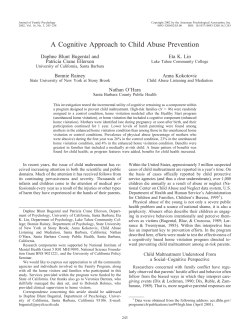 A Cognitive Approach to Child Abuse Prevention