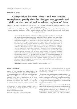 Competition between weeds and wet season transplanted paddy