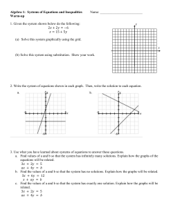 Algebra 1: Systems of Equations and Inequalities Name: Warm