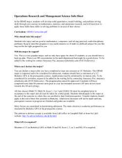 Operations Research and Management Science Info Sheet