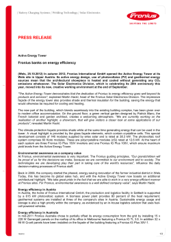 Fronius banks on energy efficiency