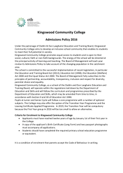 Kingswood Community College Admissions Policy 2016