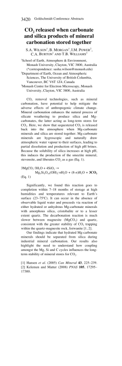 CO2 released when carbonate and silica products of mineral