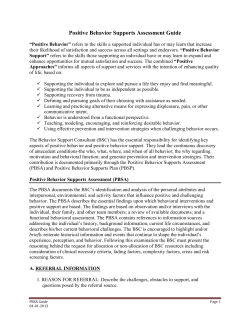 Positive Behavior Supports Assessment