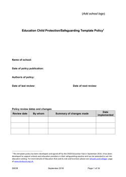 Education Child Protection/Safeguarding Template policy (Sept 2016)