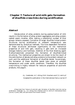 Chapter 7: Texture of acid milk gels: formation of disulfide cross