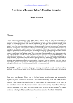 A criticism of Leonard Talmy`s Cognitive Semantics