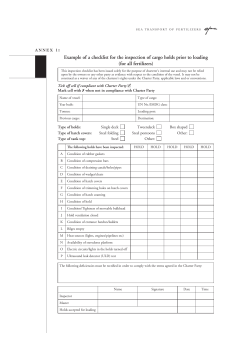 Example of a checklist for the inspection of cargo holds prior to loading