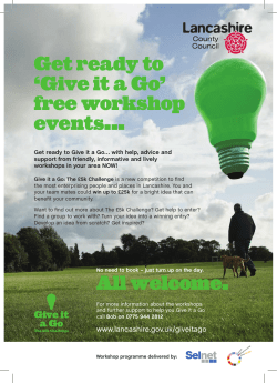 Get ready to `Give it a Go` free workshop events... All welcome.
