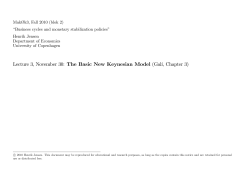 Lecture 3, November 30: The Basic New Keynesian Model (Gal&iacute;