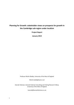 Planning for Growth - UWE Research Repository